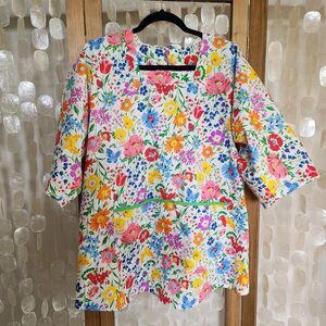 VTG 70s Design House Japan APRON SMOCK HIPPY BOHO MCM Flower Power Funky Groovy